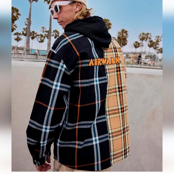 Airwalk Plaid Hooded Flannel Shirt SZ.L - Picture 1 of 7